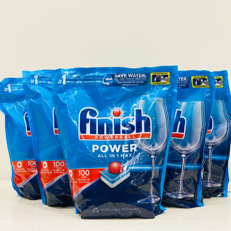 (Combo 4 món Tiết Kiệm) 1 Túi 100 viên rửa chén Finish All in 1 + 1 Chai 800ml Finish + 1 Hộp 1,5Kg muối Finish (Làm mềm nước) + 1 Vệ sinh máy Finish 250ml
